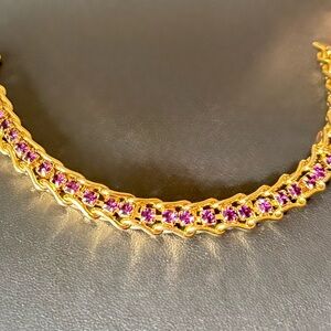 Gold & Purple Crystal Tennis Bracelet